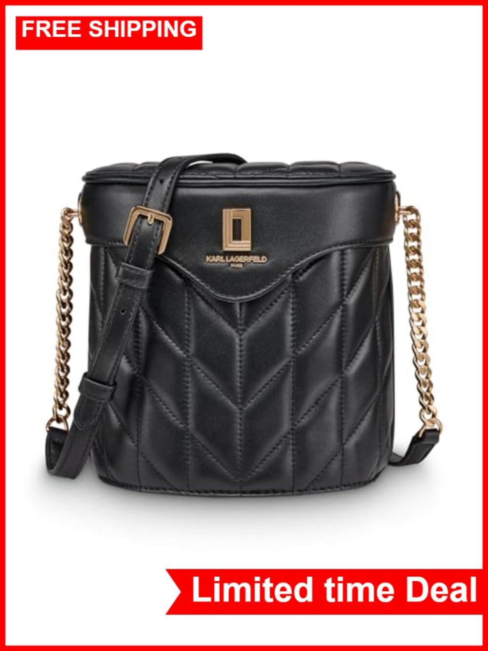 Laffayette Chain Strap Leather Crossbody Bag Adjustable Snap Bucket